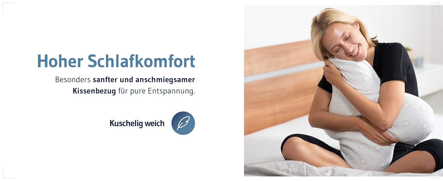 Ортопедична подушка для тих, хто спить на боці Acamar Thermic Ivory, комплект з чохлом, для профілактики болю в шиї, з піною з пам'ефекту, ергономічна подушка з термо-чохлом Acamar