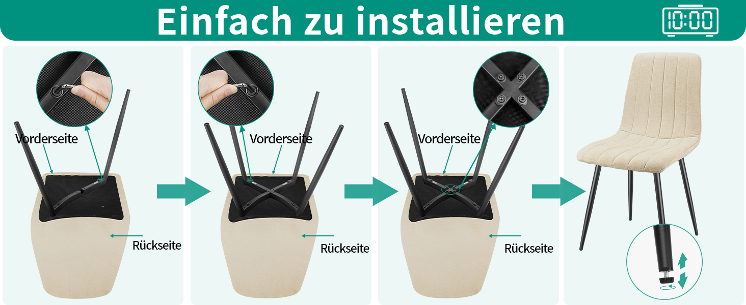 Набір обідніх стільців, м'які стільці з льоновим покриттям та чорними металевими ніжками, смугастий дизайн, для вітальні, кухні, спальні, ресепшну (2 шт., смугастий бежевий)
