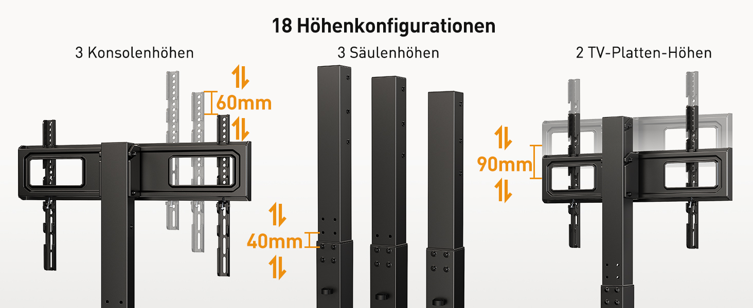 Підставка для телевізора Perlegear на коліщатках, 32-75 дюймів, до 50 кг, регульована по висоті, поворотна, нахильна, з підсвічуванням, VESA 600x400 мм, PGTVMC27