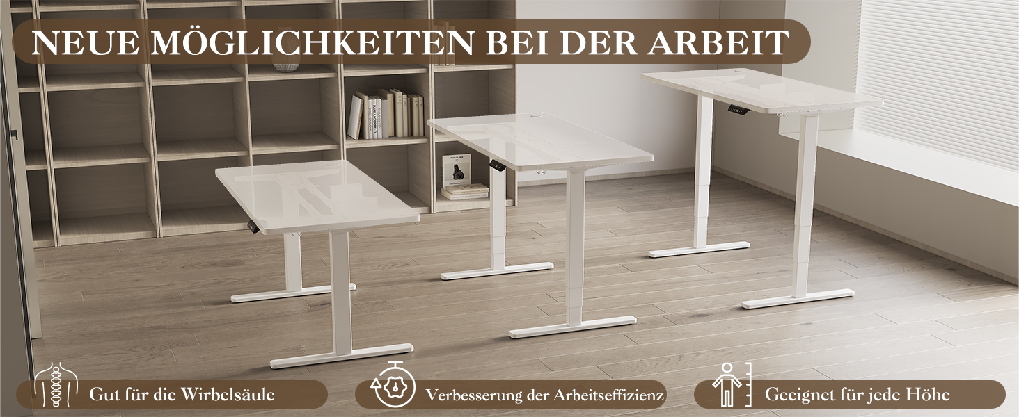 Електричний столовий стіл Devoko з регулюванням висоти, 60-125 см, 3 пам'яті, білий