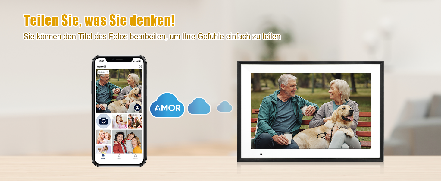 Цифровий фоторамка 10.1 дюйма з Wi-Fi, 32GB, IPS сенсорний екран, автоматичне обертання, чорний колір
