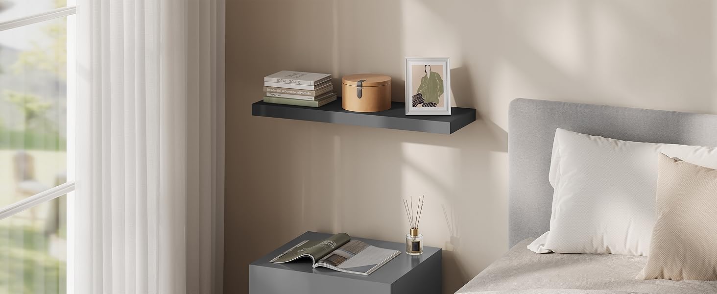 Полиця настінна WOLTU Wandboard RG9315sz для CD, DVD, книг, офісу, вітальні, спальні, кухні - дерев'яна