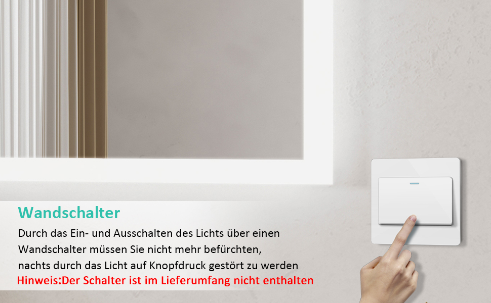 LED дзеркало для ванної кімнати Boromal 40x60 см з підсвічуванням та вимикачем, 6500K, холодний білий світ, Стиль Jb