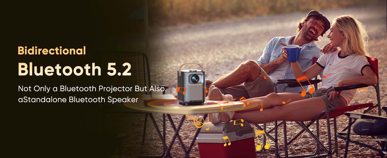 Beamer проєктор електричний 4K Full HD 1080p з автотрапецеїдною корекцією, WiFi 6, BT5.2, 50% зум, портативний для домашнього кінотеатру/відпочинку на природі, сумісний з ТВ приставкою/ноутбуком/смартфоном