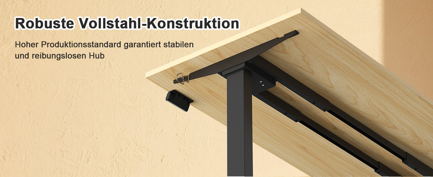 Регульований стіл JUMMICO з міцним металевим каркасом та 2 моторами, 3 режими пам'яті, для сидячої та стоячої роботи (білий), 100 x 140 см, чорний