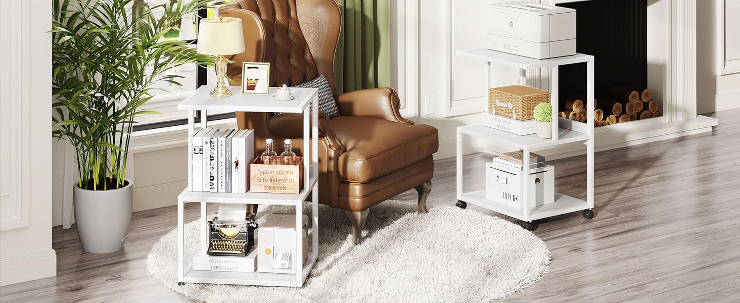 Підставка для принтера CAIYUN з колесами, 3 рівня, чорна, 30x44x65 см