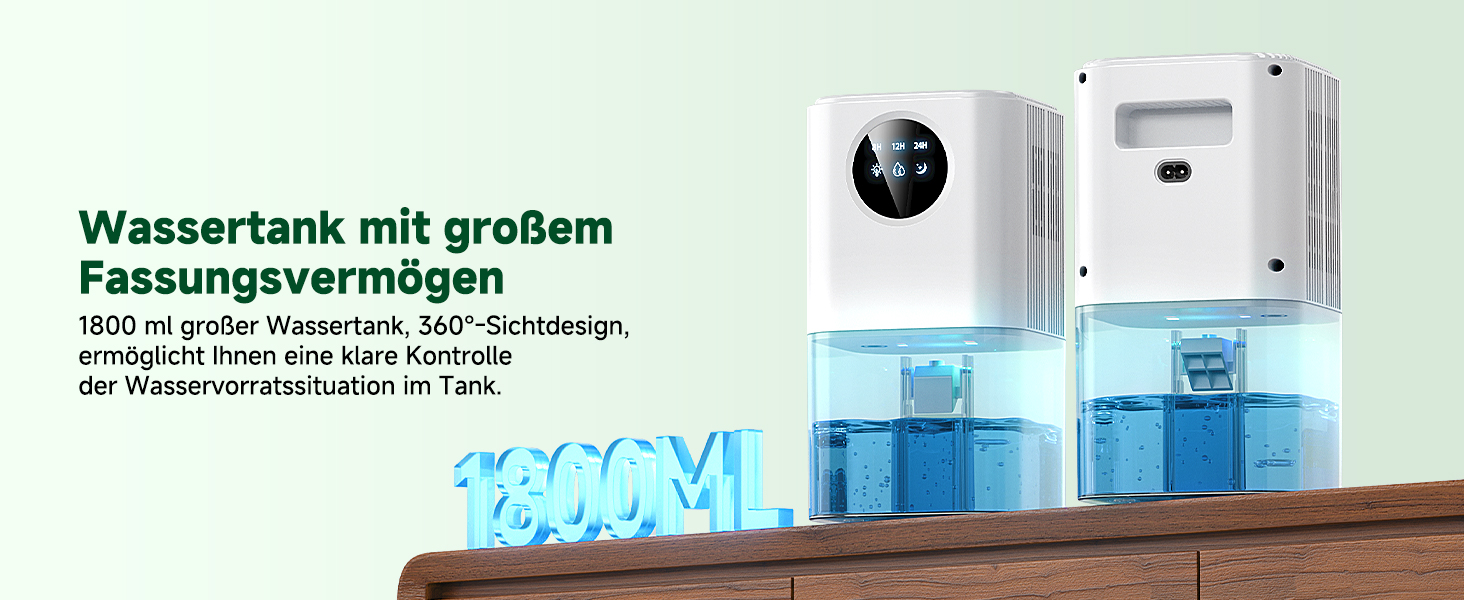 Електричний осушувач повітря 1800 мл - тихий осушувач для дому з автовимкненням, режимом сну та таймером 24 години