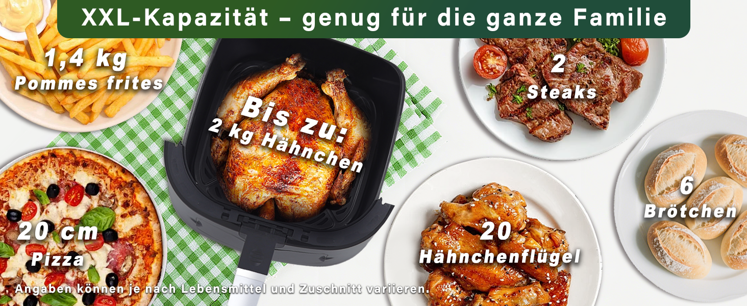 Аерофритюрниця Citybee XXL 10L (5L+5L) з двома камерами та вікном, Dual Zone Airfryer 2200W, сенсорне керування, таймер 24г, зелена