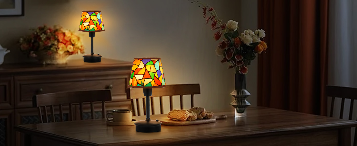 2 шт. Бездротові настільні лампи для обіднього столу з акумулятором 5200mAh, сенсорне регулювання яскравості, портативні лампи для ресторану, вітальні, спальні, бару, їдальні, нічники (багатобарвні, 2 шт.)