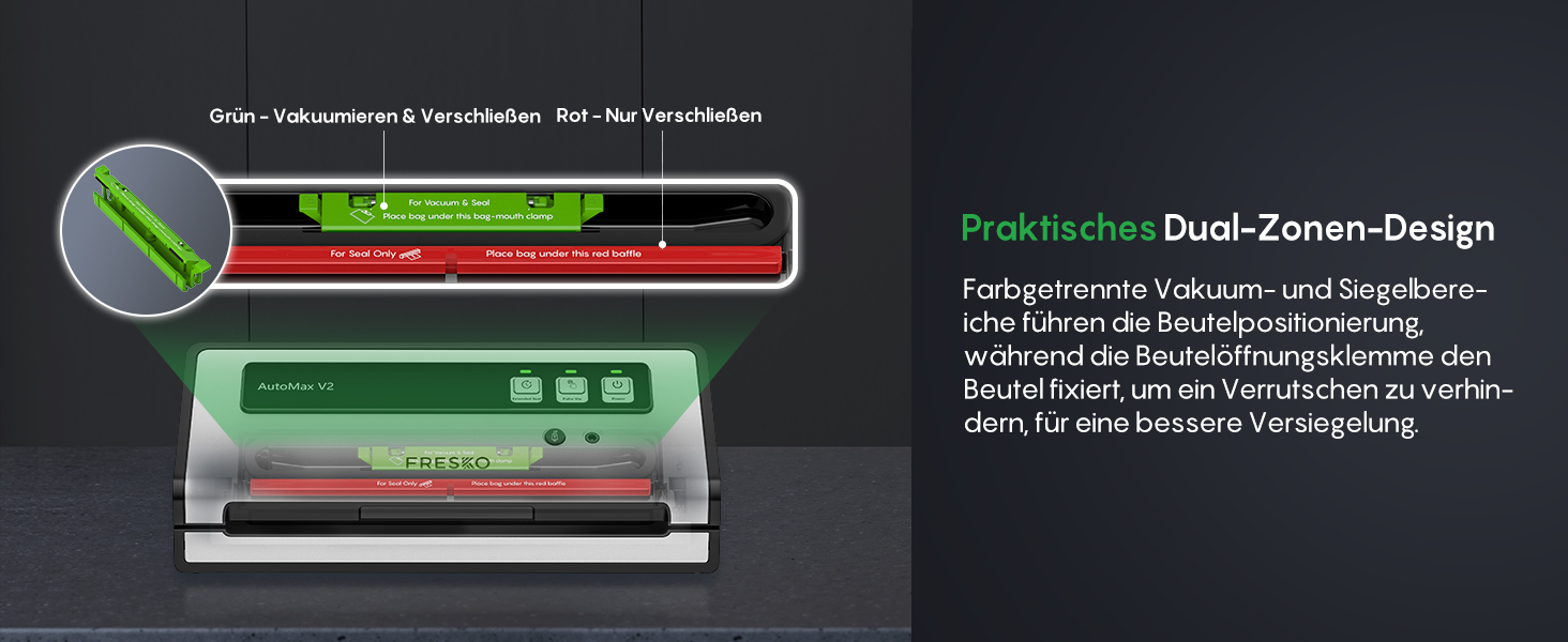 Вакууматор FRESKO Automax V2, автоматичний вакууматор для продуктів 140 Вт, подвійний гарячий шов, режими «сухий/вологий», чорний