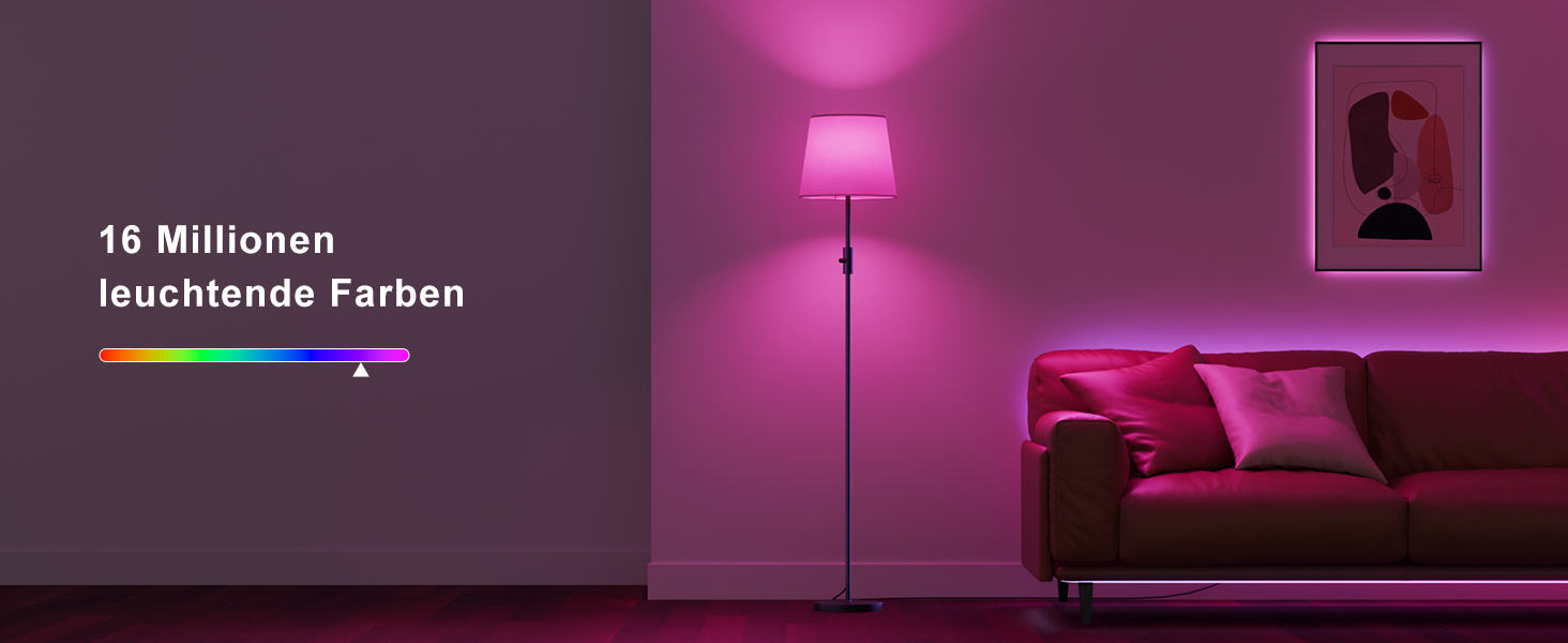 Світлодіодна торшер DUSKTEC RGB для вітальні, смарт-лампа з димером, керування через APP, тепле та холодне біле світло, 10W, 1200LM, аркова лампа для читання, приліжкова лампа