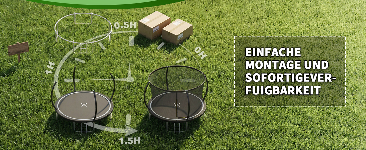 Батут JUMMICO вуличний Ø360 см з сіткою безпеки, чорний - для дітей та дорослих