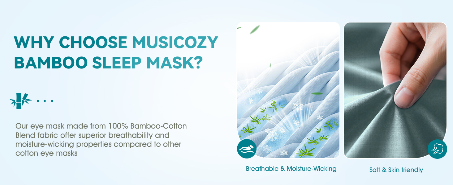 Маска для сну Musicozy з навушниками | 3D маска для сну з Bluetooth 5.4, м'яка бамбукова тканина, для відпочинку та подорожей (сіра)