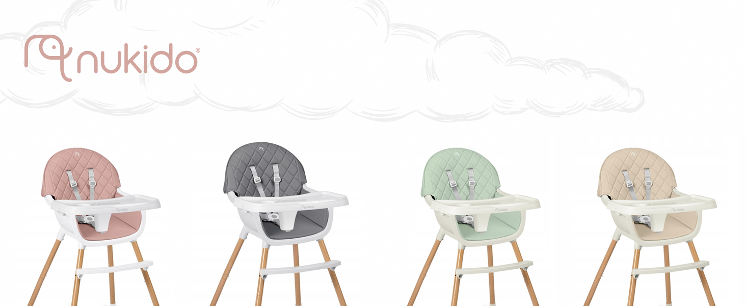 Дитячий стільчик Nukido 3 в 1 Lilo Beige: регульований, з безпечним ременем та знімним столиком