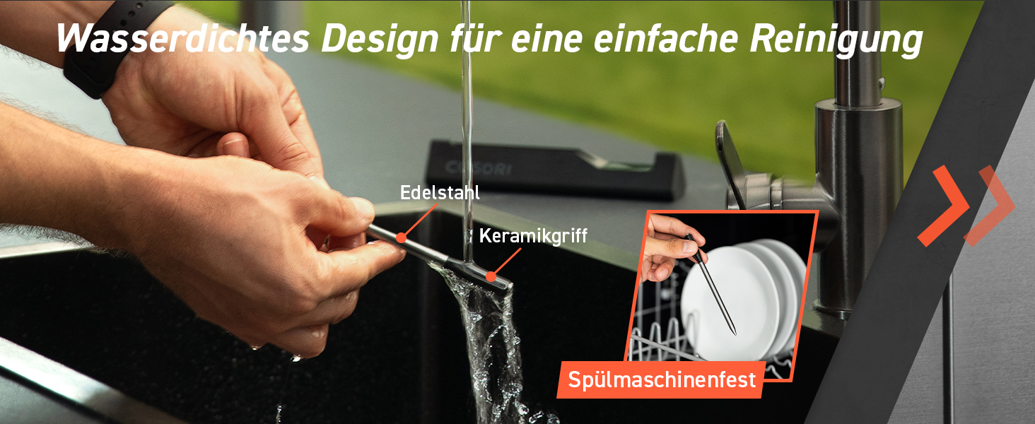 Термометр для м'яса COSORI Smart - бездротовий, Bluetooth, для фритюрниці, приготування на грилі та духовці, чорний