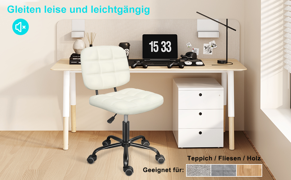 Офісний стілець без підлокітників Leader Accessories - регульована висота, ергономічний, для дому та офісу, білий, 86x55 см, до 120 кг