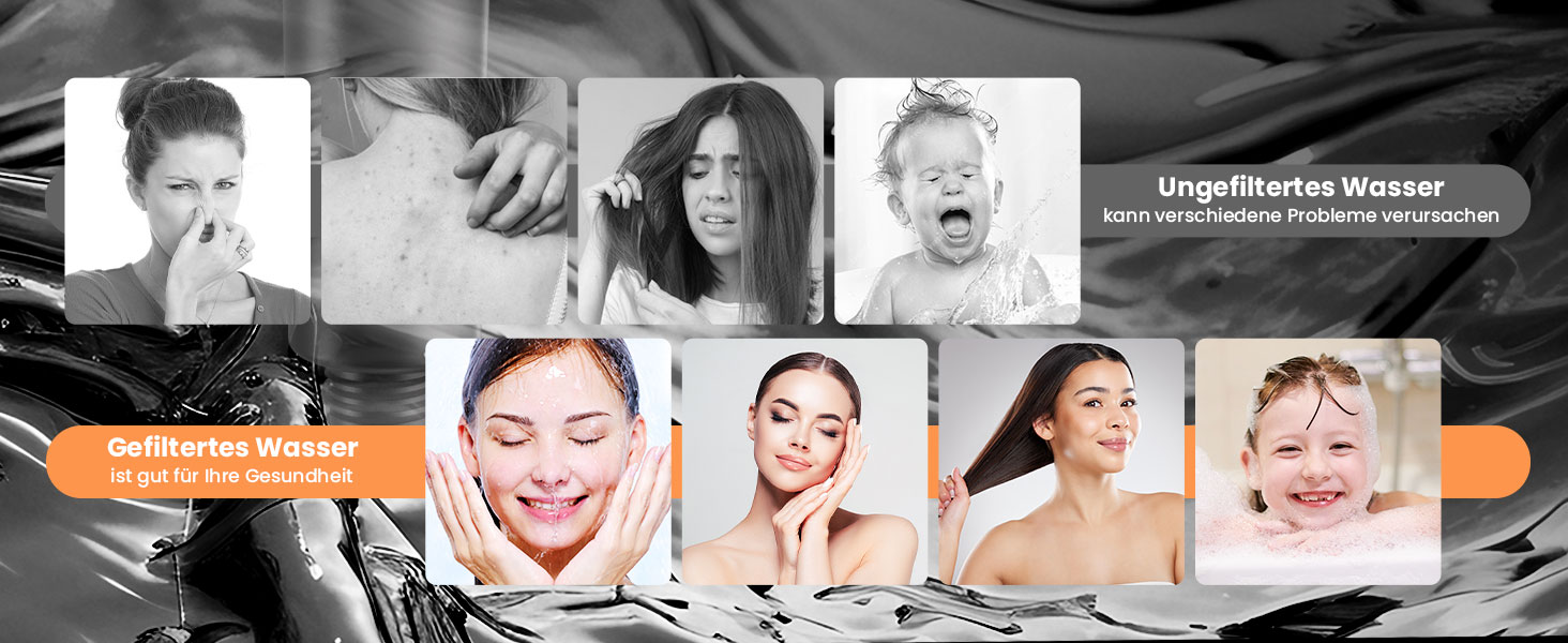 Фільтр-лійка для душу MEKO з високим тиском, ручна насадка з 15-шаровою системою фільтрації, шланг 1,5 м, 3 режими, економна водою, видаляє хлор, жорстку воду, важкі метали (сріблястий)