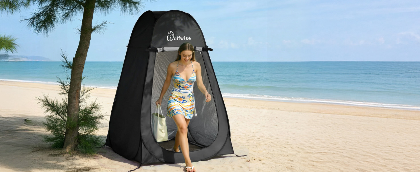 Складана душова кабіна-намет WolfWise для кемпінгу та переодягання, водонепроникний приватний намет-туалет з UV-захистом, 120x190 см, зелений/синій