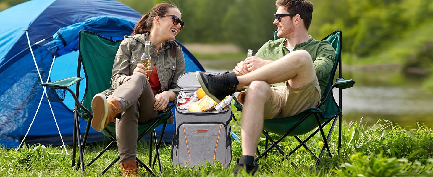 Рюкзак-холодильник Estarer 35L сірого кольору: для пікніків, кемпінгу та пляжу. З відкривачем для пляшок, водонепроникний.