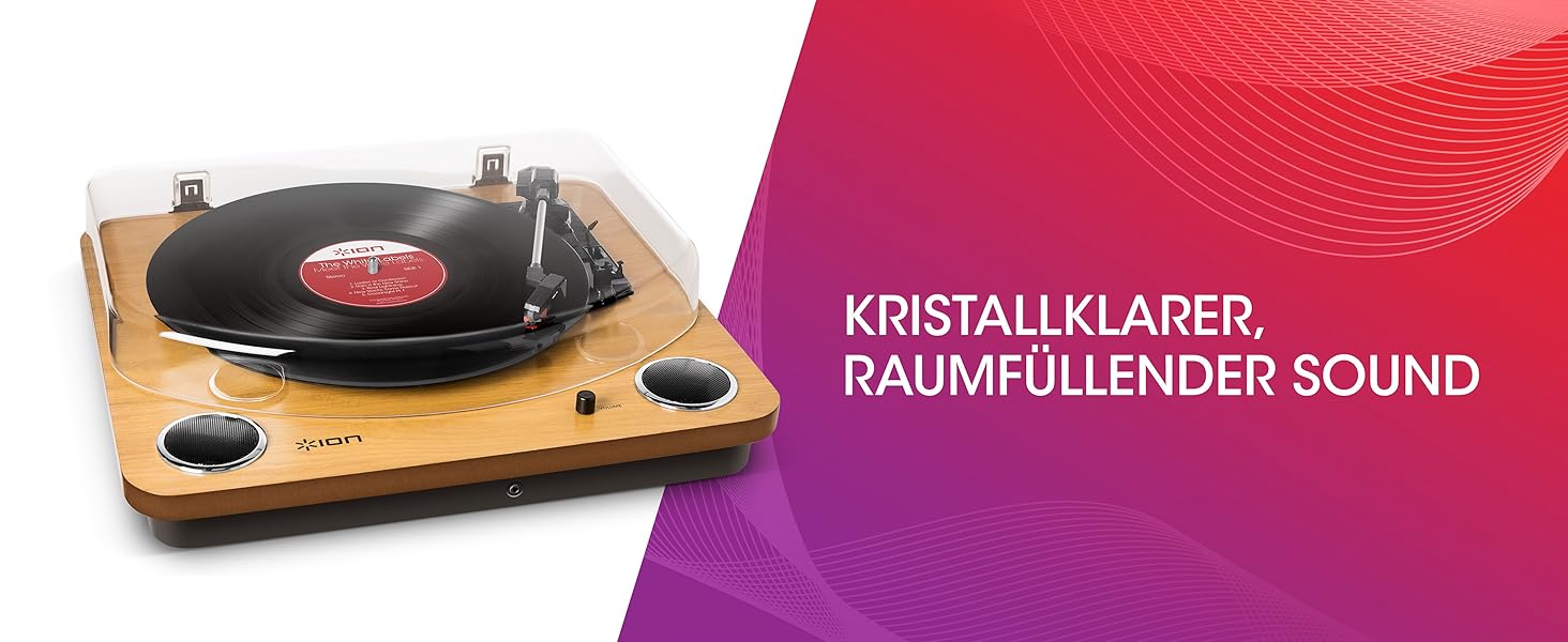 Програвач вінілових платівок ION Audio Max LP з Bluetooth, вбудованими динаміками та USB, дерев'яний корпус