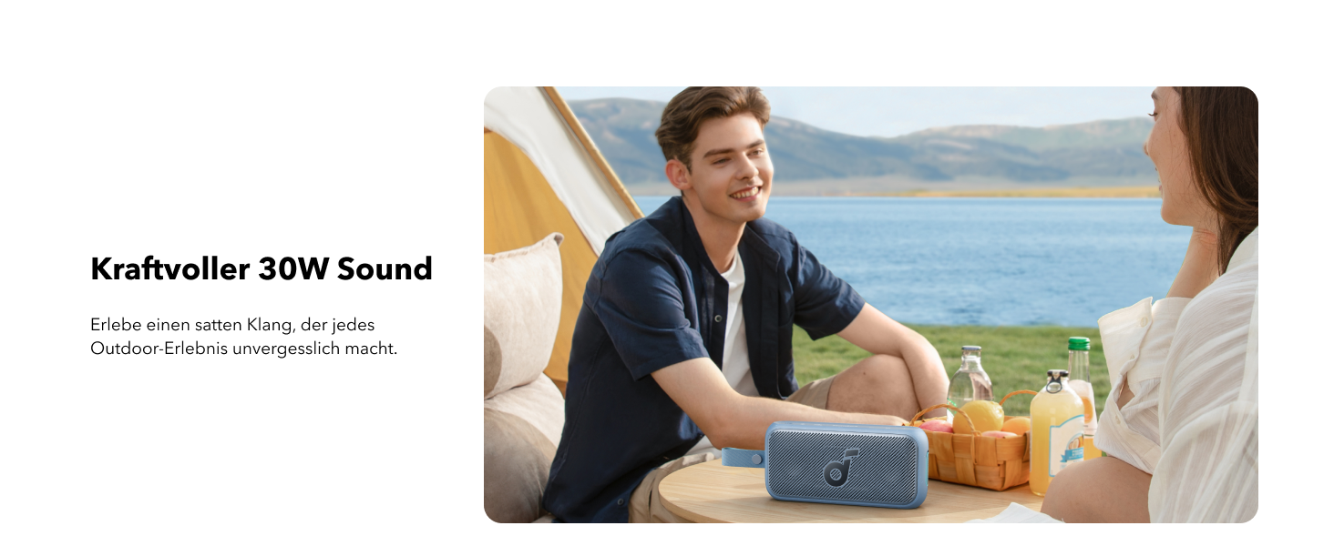 Soundcore Motion 300: Bluetooth-динамік з BassUp, SmartTune, 30W, 13 годин, IPX7, для саду, кемпінгу та піших прогулянок (блакитний)