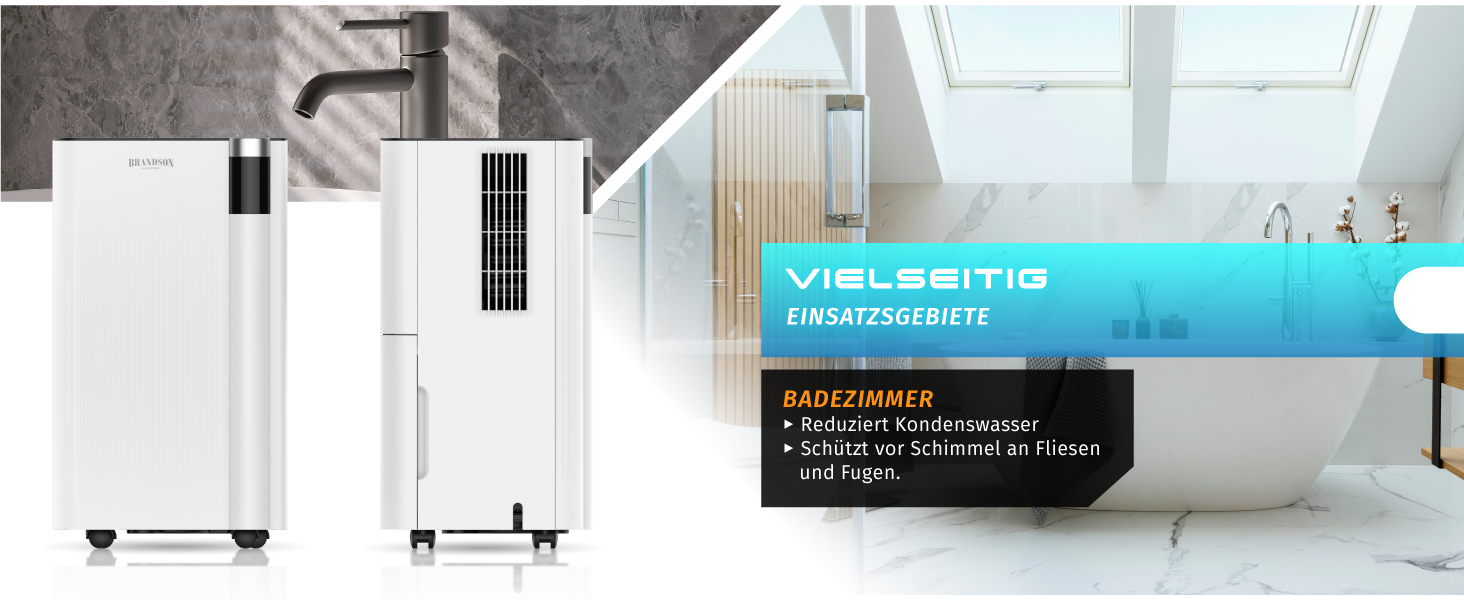 Електричний осушувач повітря Brandson з компресором, 12 літрів, Wi-Fi, з таймером, функцією відтавання, білий