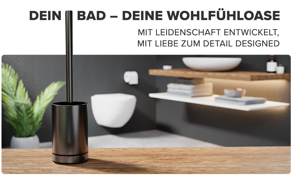 Торцева щітка для унітазу ROMO | Силіконова щітка для унітазу | З вентиляцією | Свободно стояча | Замінний WC-головка з нержавіючої сталі | Знімна підставка для крапель | Торцева щітка без кріплення до стіни (Без бачка, Gunmetal)