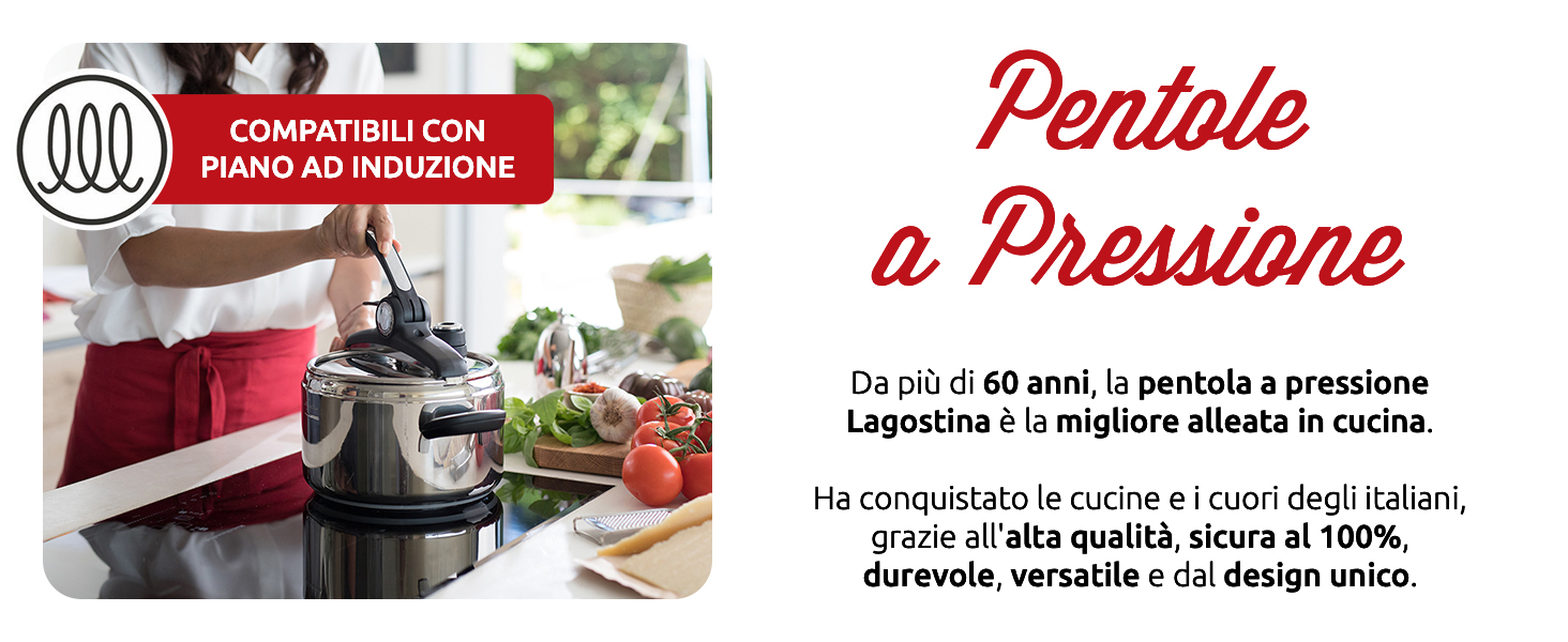 Каструля-скороварка Lagostina Mia Lagoeasy'UP 5 л з нержавіючої сталі 18/10, діаметр 22 см, для приготування на пару, сумісна з індукцією та газом, з полегшеним відкриванням кришки, з тришаровим радіальним дном, придатна для миття в посудомийній машині