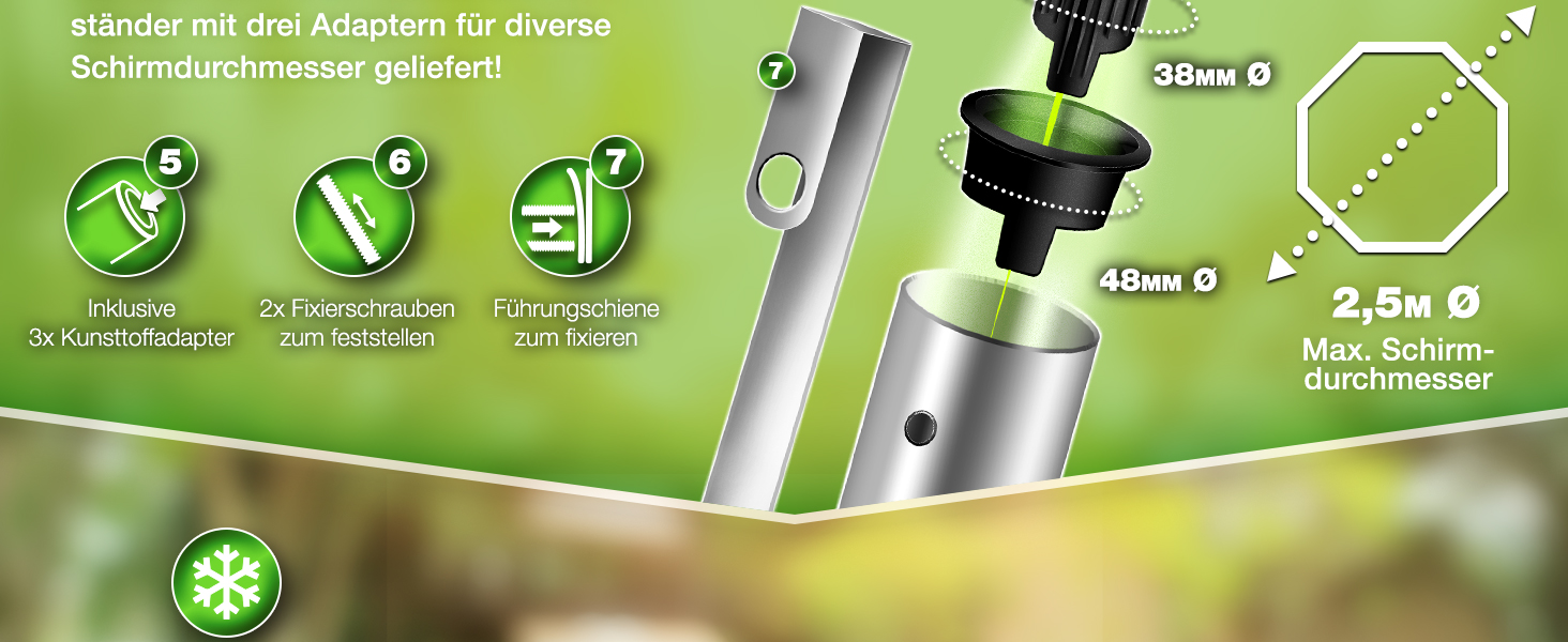 Підставка для парасольки Tillvex® Granit на колесах з ручкою для перенесення, 27 кг | Підставка для парасольки з нержавіючою сталею | Підставка для парасольки на балкон, діаметр 250 см, для стійок 16-48 мм (Прямокутна, сіра)