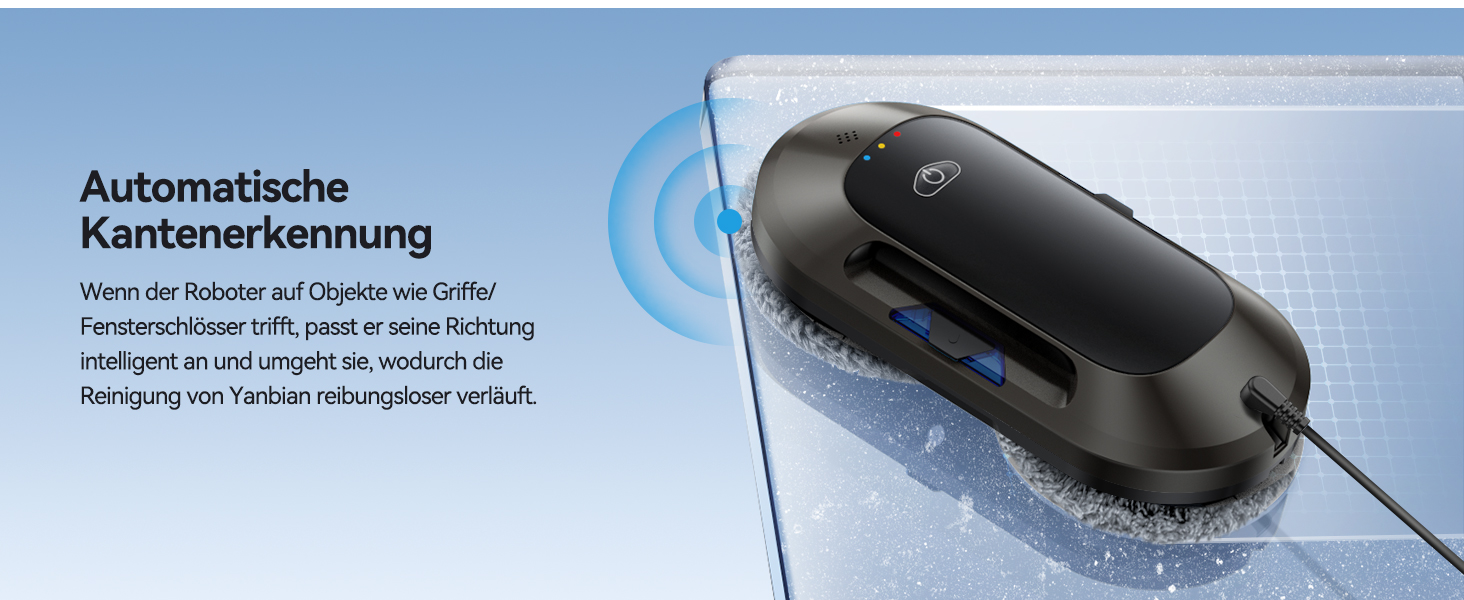 Робот для миття вікон 6000Pa з подвійною насадкою, електричний, з пультом дистанційного керування, 3 режими миття, інтелектуальна навігація, розпізнавання країв, система безпеки, для гладких поверхонь, W23d