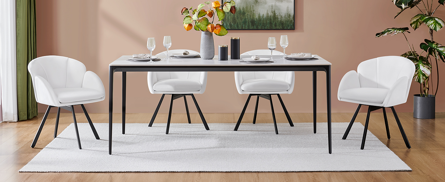 Крісло офісне Yaheetech, біле, 360° обертання, з м'яким сидінням, для дому/офісу