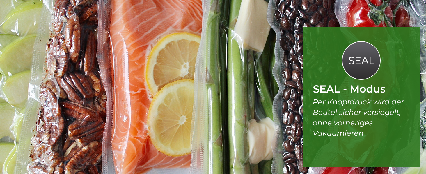 Вакууматор KLAMER Vakuumierer Pro 80 (2025) для сухих та вологих продуктів, для Sous Vide, сріблястий, з пакетами та шлангом