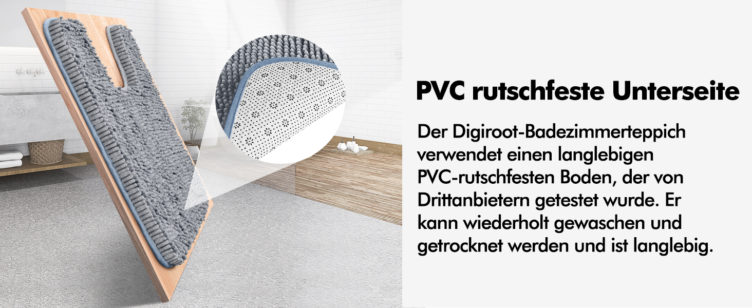 Комплект килимків для ванної кімнати Digiroot (2 шт.) - неслизькі, швидковисихаючі, поглинаючі, 40x60 см, 50x80 см, темно-сірий