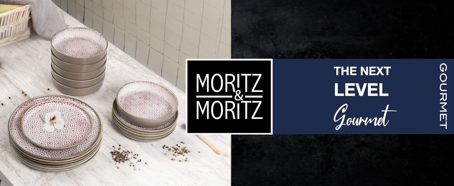 Набір посуду Moritz & Moritz ALHAMBRA на 12 осіб (36 предметів) з високоякісного порцеляну - сучасний сервіз, тарілки, десертні тарілки, піали