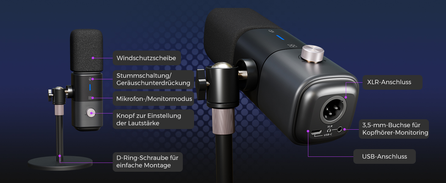 NearStream AM15X: Динамічний мікрофон для ПК, XLR/USB, для подкастів, стрімінгу та студійних записів