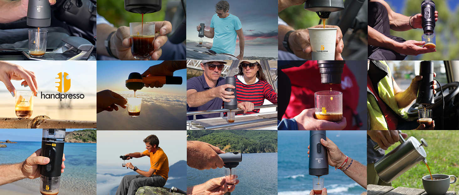 Handpresso Auto Set: портативна кавомашина для автомобіля, вана та кемпінгу | Espresso & Lungo | USB-C | для капсул