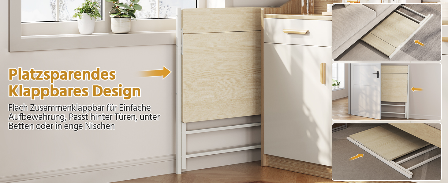 Злагоджений стіл Yaheetech Klappbar, 80 см, комп'ютерний стіл з полицею, двоступінчастий робочий стіл з підставкою для монітора, стіл для ноутбука для домашнього офісу/маленьких кімнат/вітальні, білий/80 см Д × 50 см Ш, білий (світлий колір дерева, 106.5x60.5x90 см)