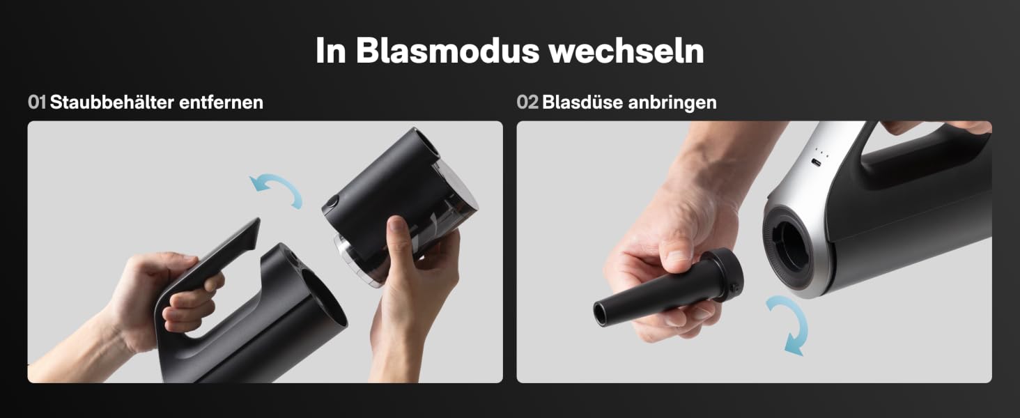 HOTO BlowVac™ портативний акумуляторний пилосос 23000Pa: для авто, дому, килимів, від шерсті тварин з функцією видування