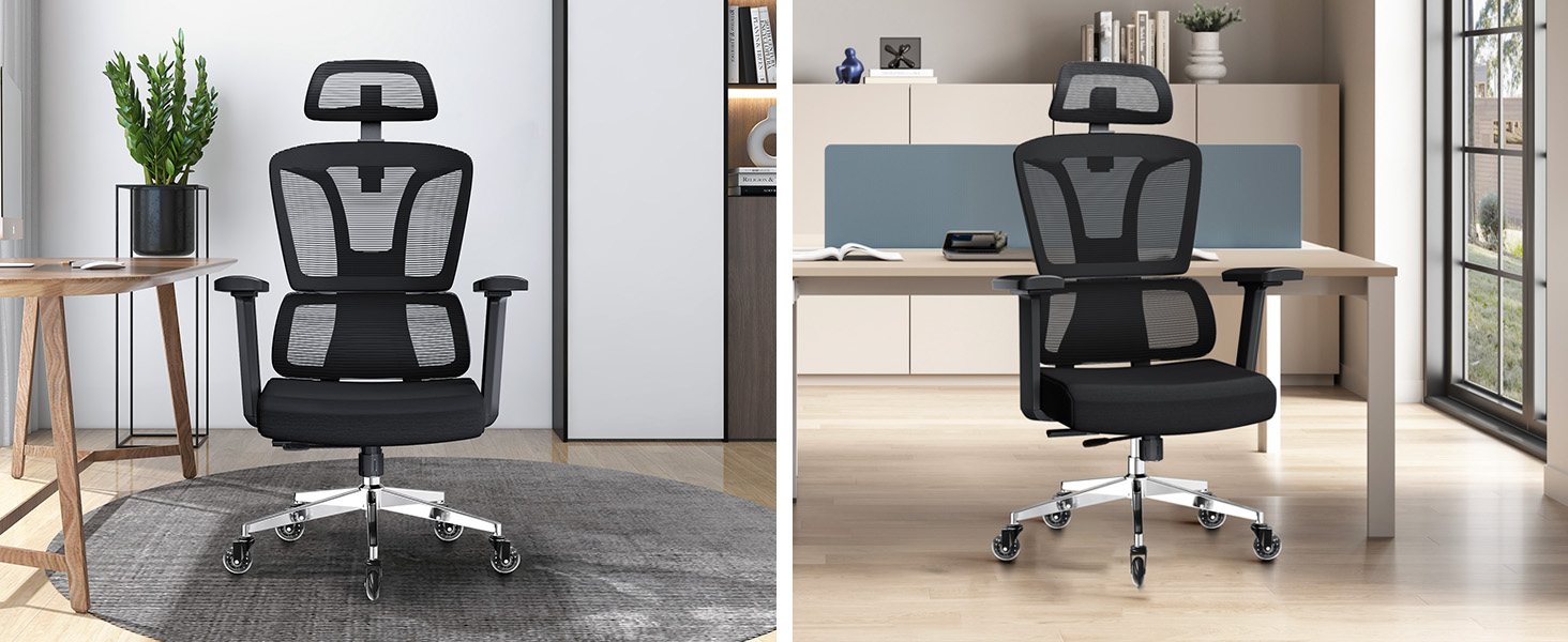 Ергономічне крісло для офісу та дому, 200 кг, чорний колір, з регульованою глибиною сидіння, 4D підлокітники, підтримка попереку, для тривалого сидіння, з пінопластовим наповнювачем