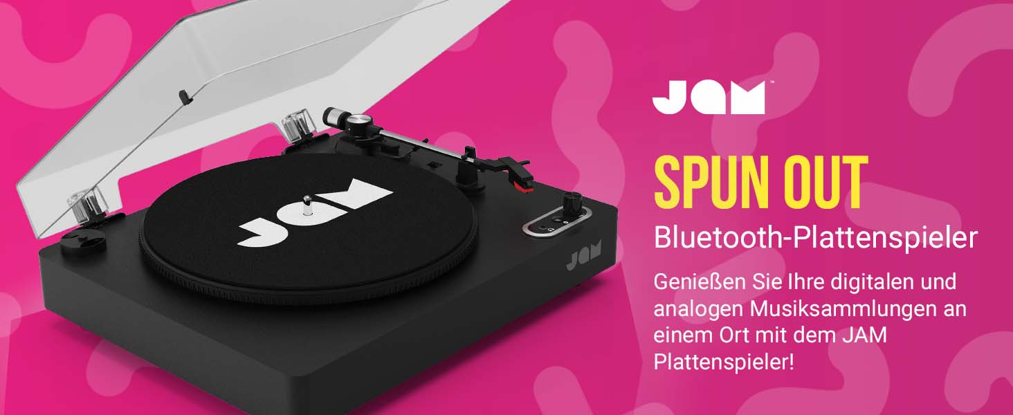 Програвач вінілу JAM Spun Out Bluetooth, 3 швидкості, конвертація в MP3, чорний