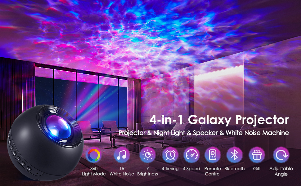 Проектор зоряного неба Sternenhimmel з Bluetooth, нічник для дітей та дорослих, 300 режимів, градієнтне освітлення (Сірий)