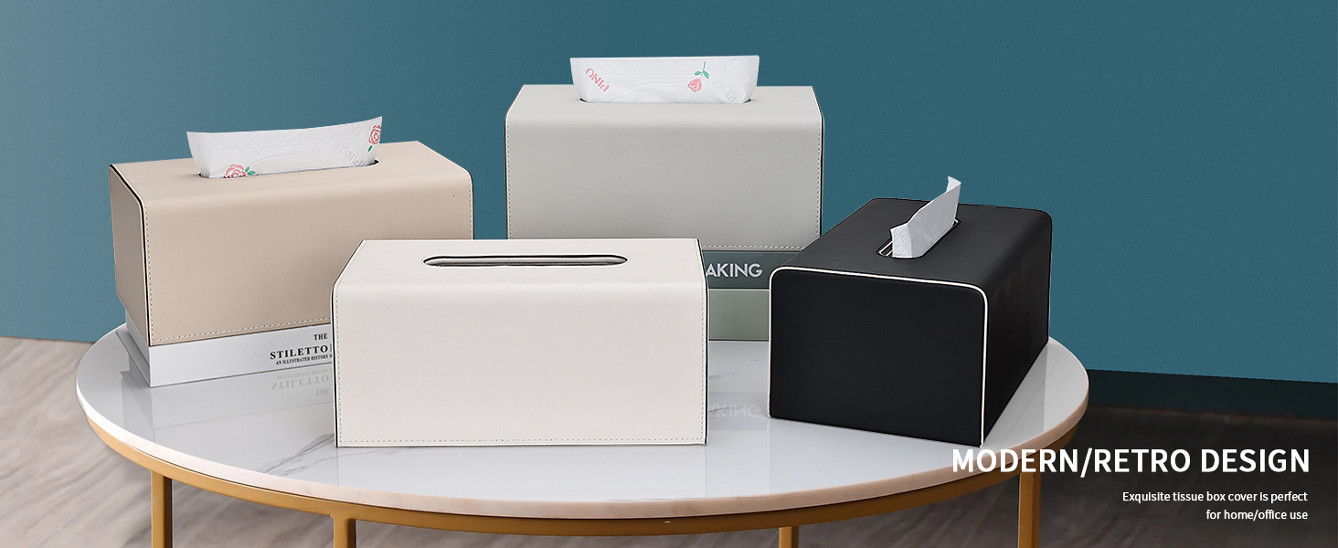 Склянка для серветок з PU шкіри, сіра, прямокутна - KINGFOM | для офісу, авто, дому