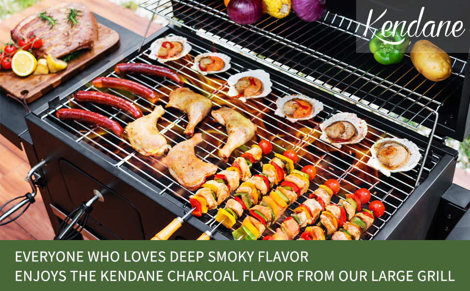 XXL вугільний гриль Grillwagen з кришкою, коптильня, гриль з колесами, ручка з нержавіючої сталі, грати, термометр, підлоговий гриль, 154.5 x 89 x 122 см