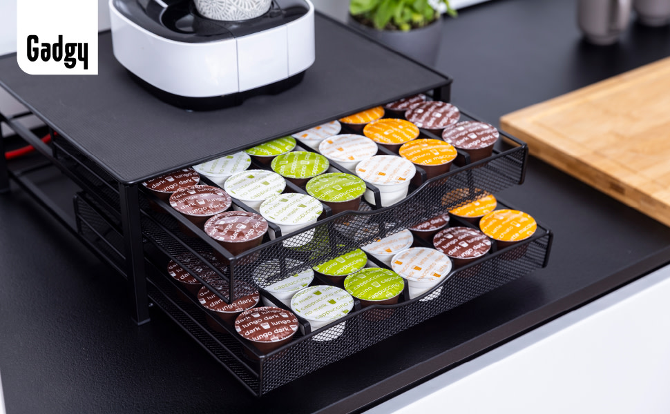Тримач для капсул Dolce Gusto Gadgy на 72 капсул, металевий органайзер з 2 шухлядами