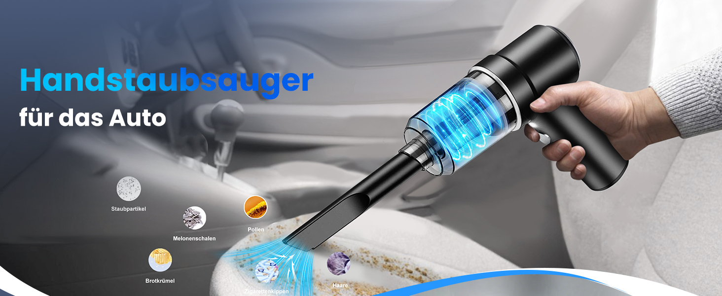 Акумуляторний ручний автомобільний пилосос 12000Па з HEPA-фільтром та LED-підсвіткою, бездротовий міні-пилосос для авто, дому, диванів та шерсті тварин