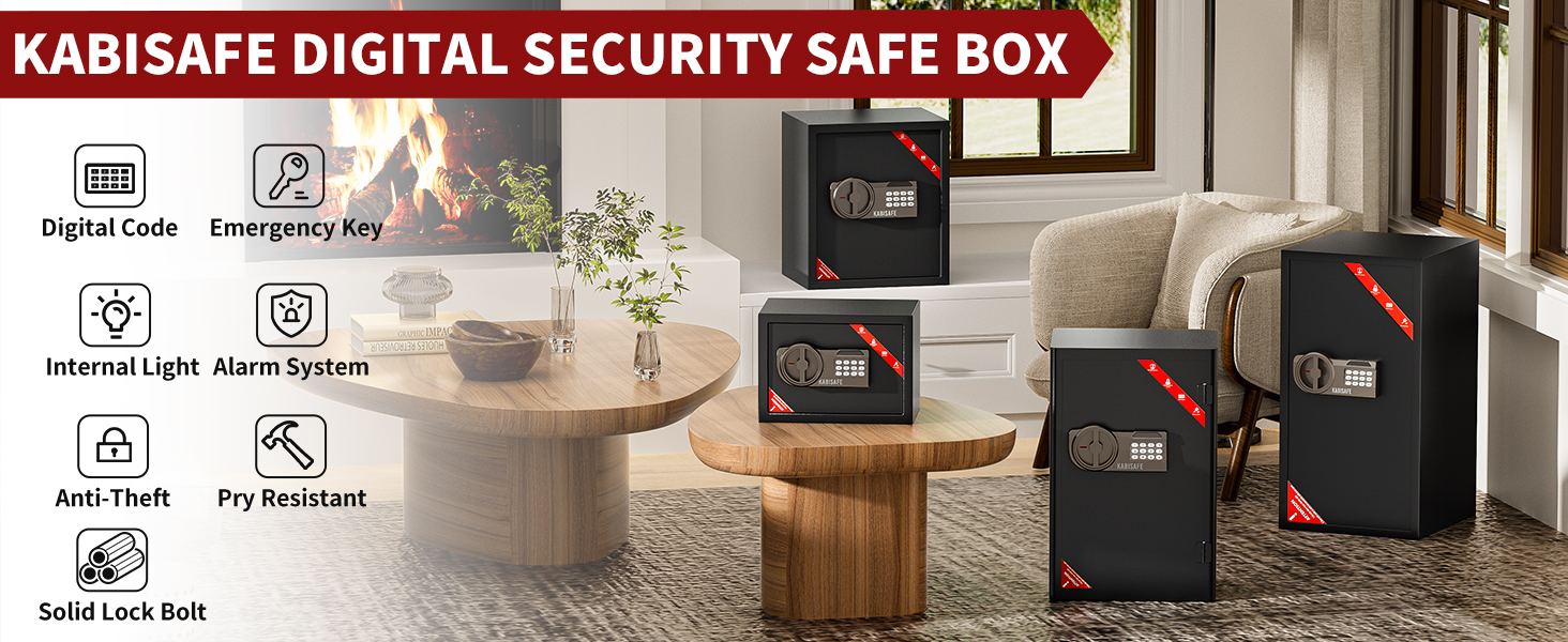 KABISAFE 45L - сейф для дому з електронним замком, світлом та ключем, 45 літрів