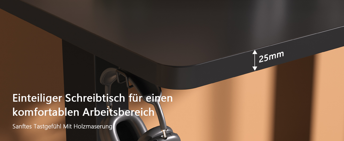 Регульований за висотою стіл Devoko з 2 моторами, 25 мм, 160x80 см, електричний, мобільний, з органайзером для кабелів, чорний. Ергономічний комп'ютерний стіл для офісу