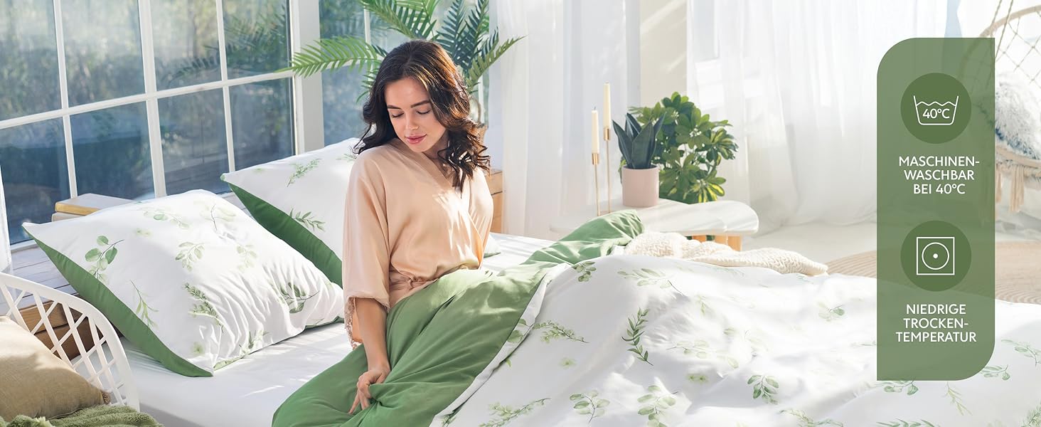 Комплект постільної білизни Dreamzie 200x200 см з 2 наволочками 80x80 см, сірий гілковий малюнок - постільна білизна для дорослих 200x200 з 100% мікрофібри, сертифікат Oeko TEX без хімікатів