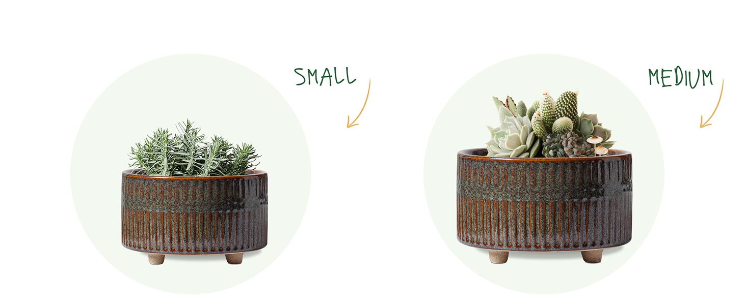 Набір горщиків для сукулентів LE TAUCI, 16,5+20 см, кераміка, для дому, з дренажними отворами, сучасний циліндричний дизайн, набір 2 шт., реактивна глазур чорного кольору