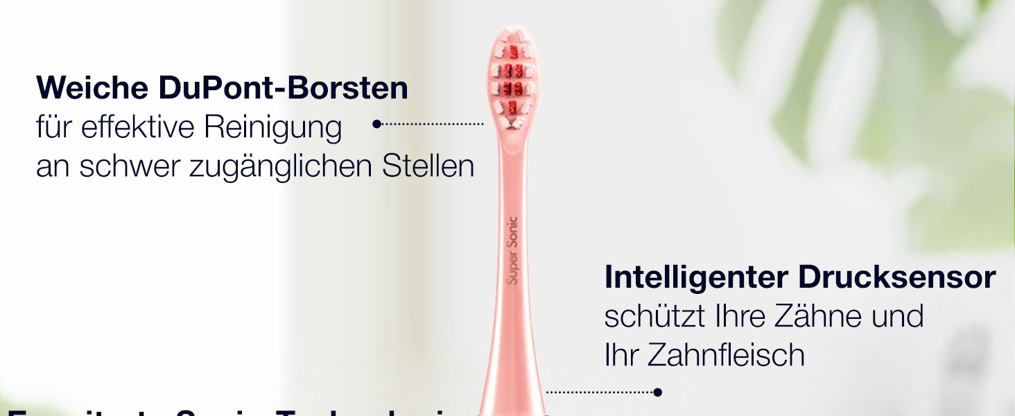 Електрична зубна щітка Wagner Stern WHITEN+ Edition з датчиком тиску. 5 режимів чищення, 3 рівні інтенсивності, 8 насадок, преміум-чехол. Зелений (Рожевий)